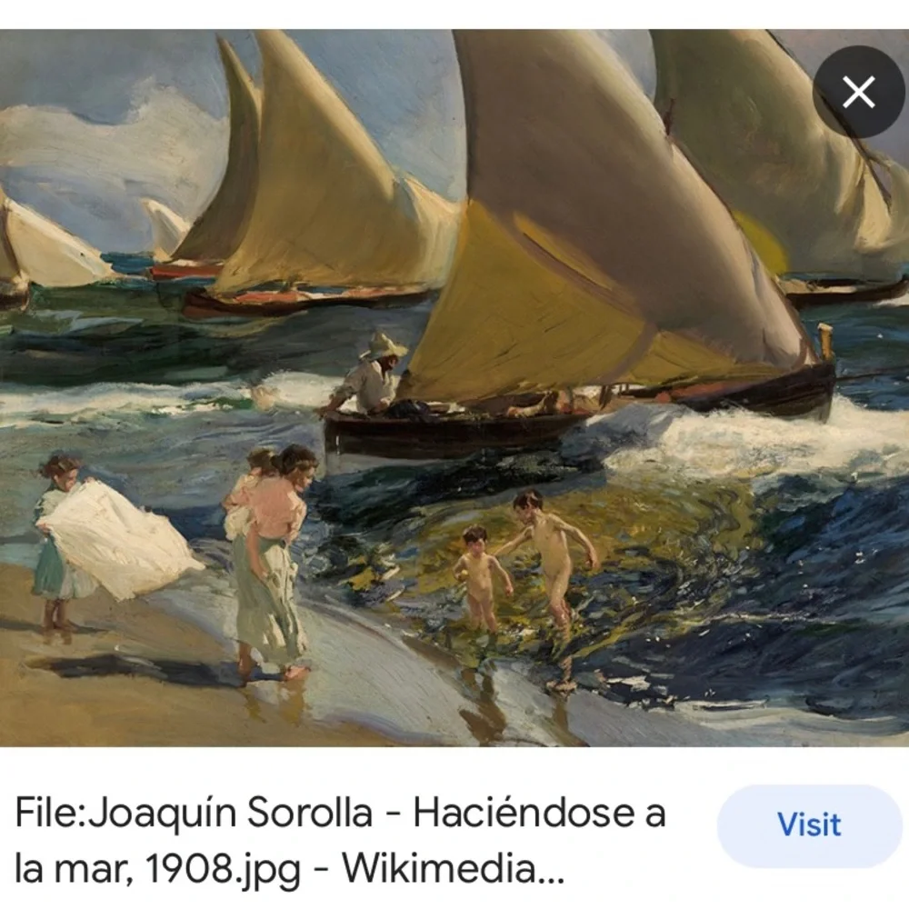 Impressionist Coastal Art Shower Curtain Sail Boats Ocean Beach Scene 71x71